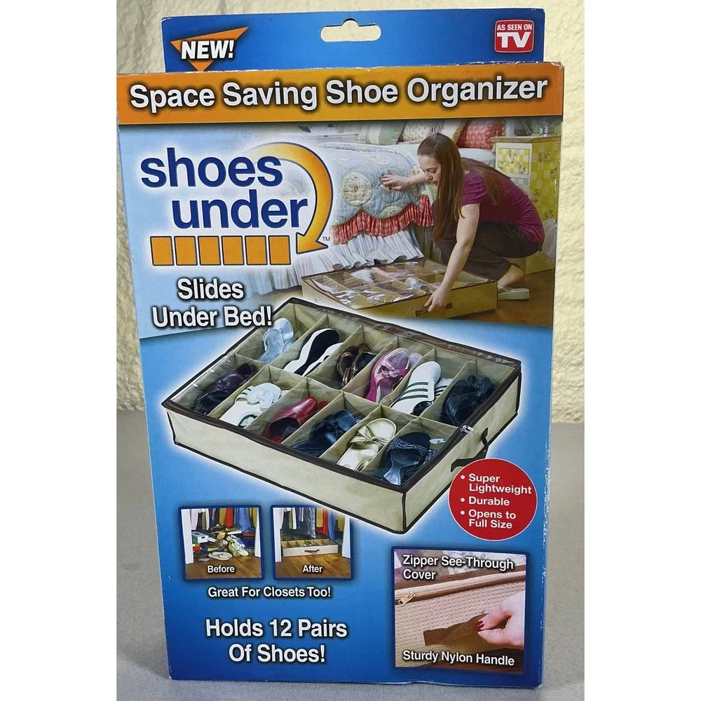 Shoes Under Space Saving Under Bed Shoe Organizer Holds 12 Pairs As‎ Seen On TV